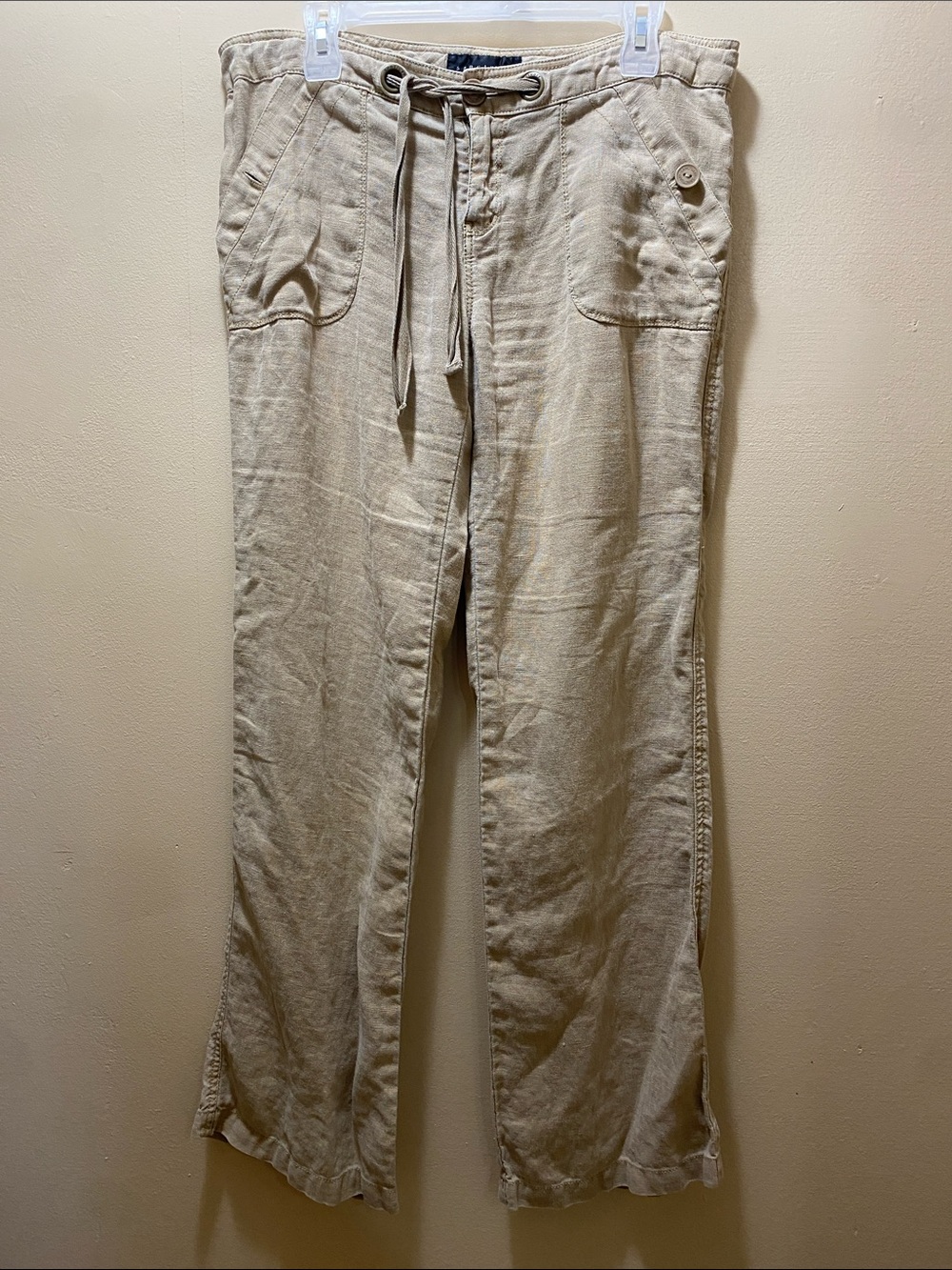Sanctuary Clothing Drawstring Linen Trousers in Cream 29 Unisex Comfy Casual
